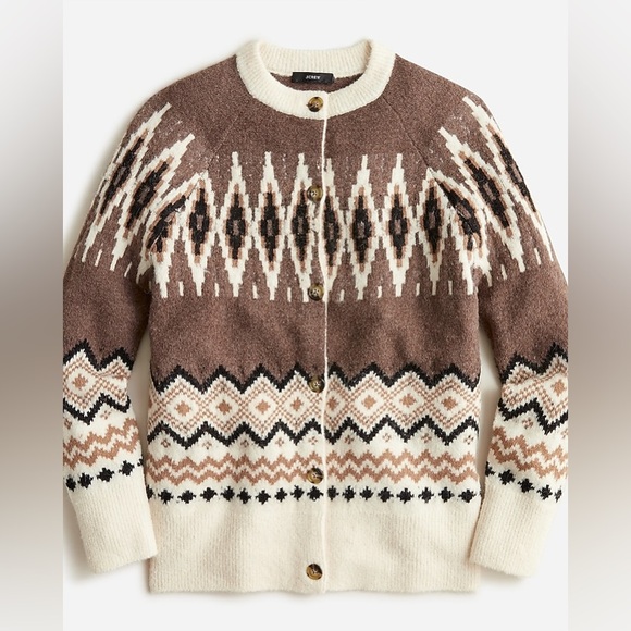 J. Crew Fair Isle Cardigan in Heather Fawn Muslin - Picture 7 of 12